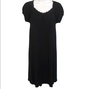MAX STUDIO BLACK KNIT SHORT SLEEVE A-LINE DRESS • sz XS
